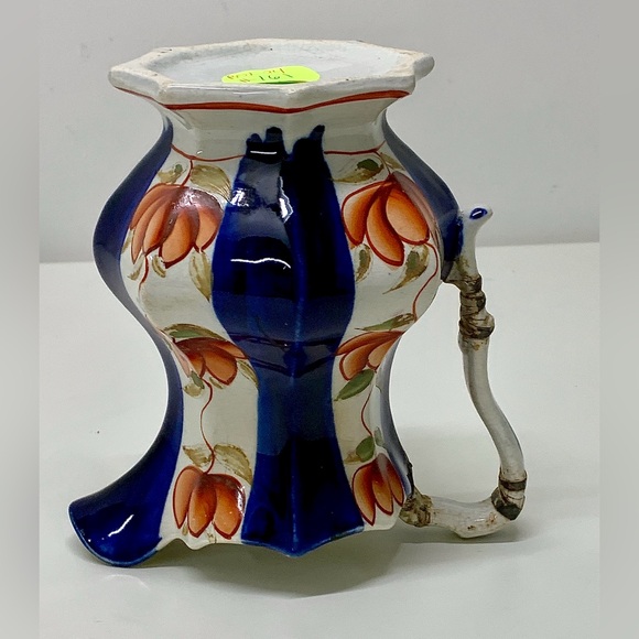 19th Century Antique Gaudy Welsh Glamorgan Pattern Footed Octagonal Luster Jug - Picture 10 of 13